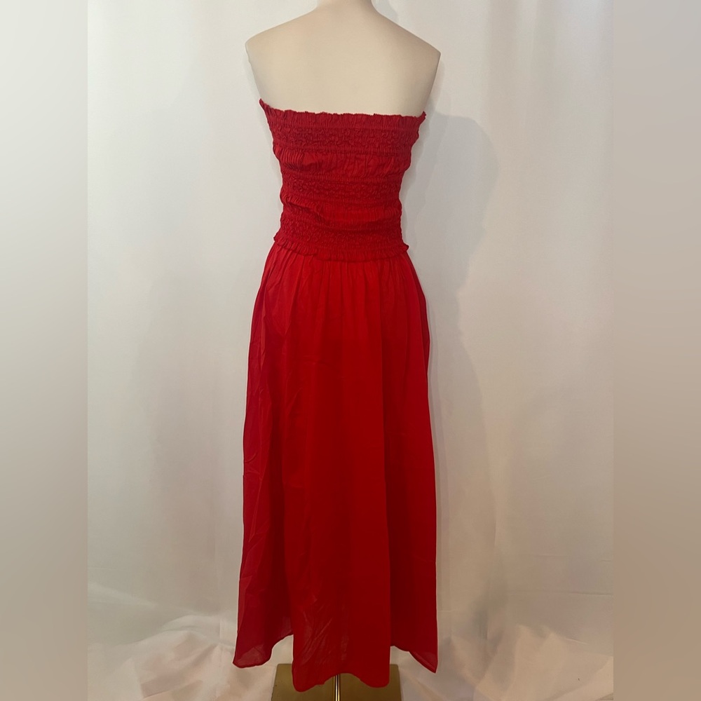 J. Crew Red Strapless Midi Dress - Picture 6 of 8